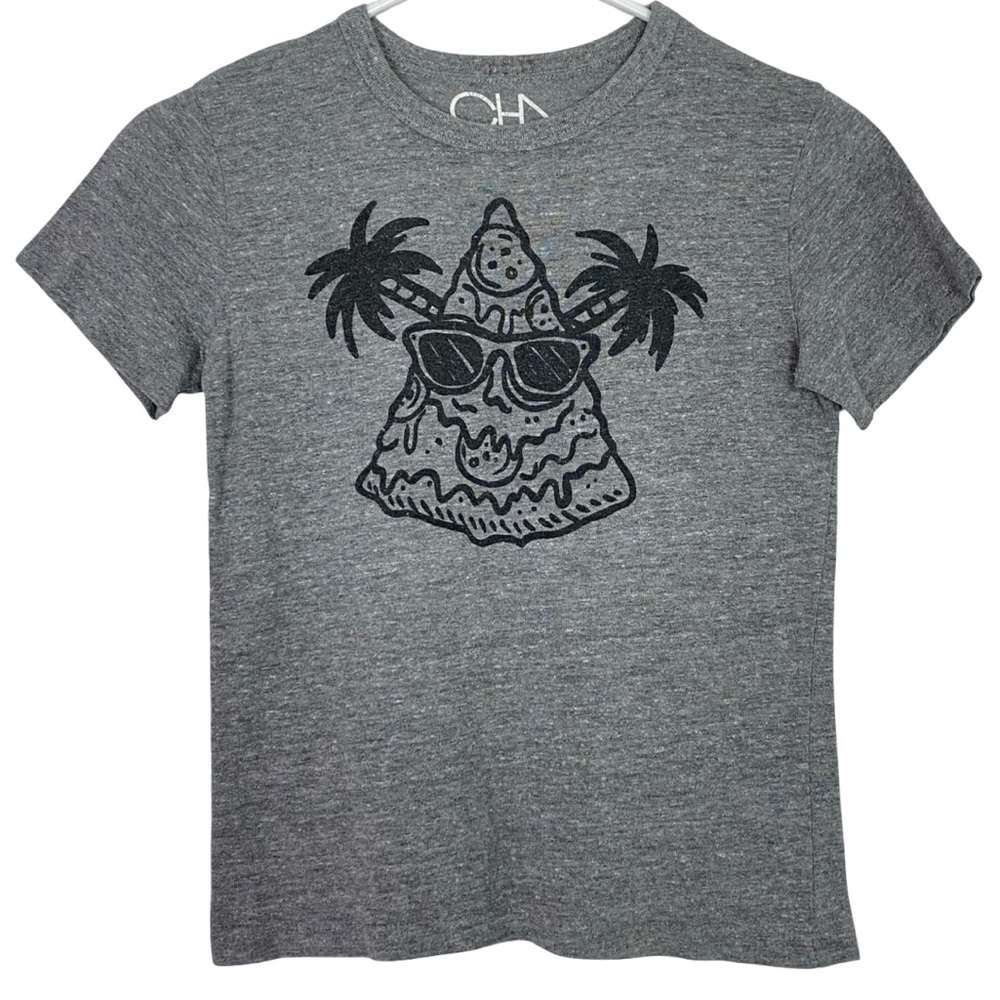 Chaser Pizza Tee Tshirt Girls Size 10 Youth Kids Gray Grey Shirt Crewneck SS